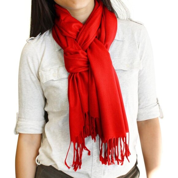 Women Red Soft Pashmina Scarf Winter Shawl Wrap Scarves Lady Fashion Wraps - Picture 5 of 5